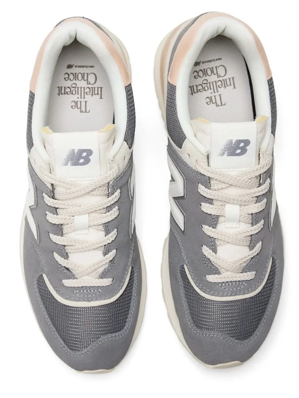 New Balance unisex Gray Suede & Mesh Sneaker with Cream Accents